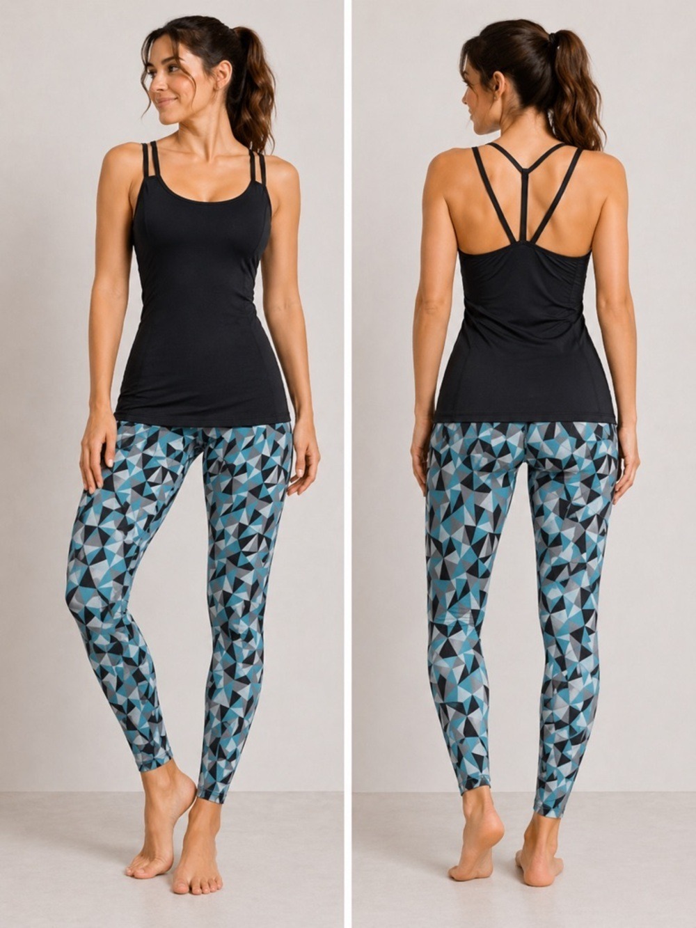 Karma Blue Geometric Print Leggings Mid Rise NWT Yoga Pants Size Small gym yoga